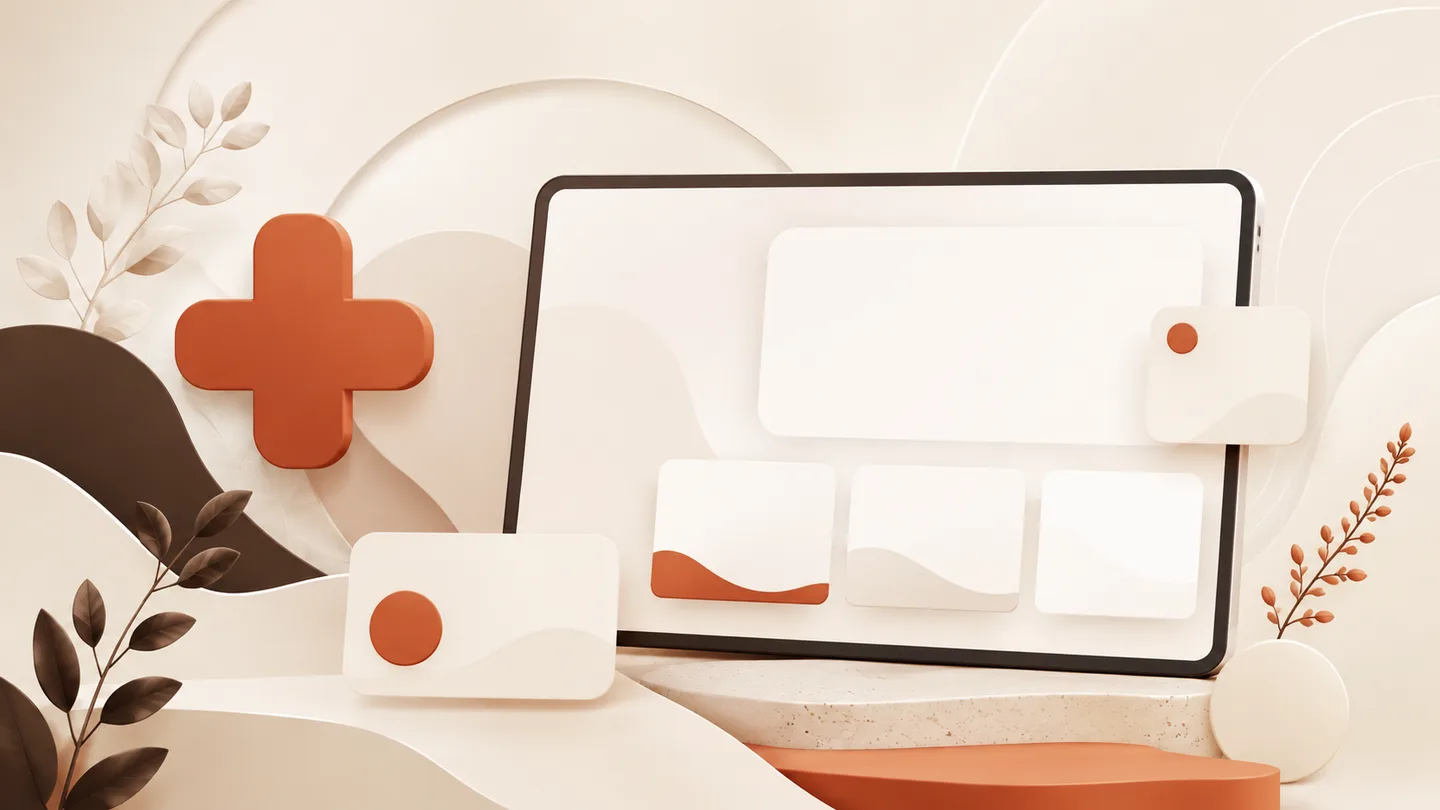 A practice homepage laid out on a tablet